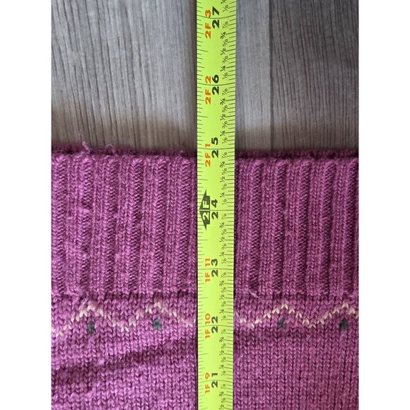 Blair Womens Nordic Knit Cardigan Sweater M Purple Wool Blend - Picture 8 of 8